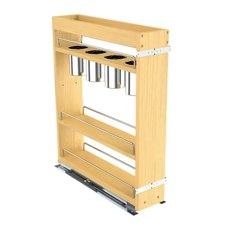 -oo Wooden Side Pull Out Basket Kitchen Cabinet Organizer with Stainless Steel Canisters Multi-tier Storage Rack
-oo Wooden Side Pull Out Basket Kitchen Cabinet Organizer with Stainless Steel Canisters Multi-tier Storage Rack
