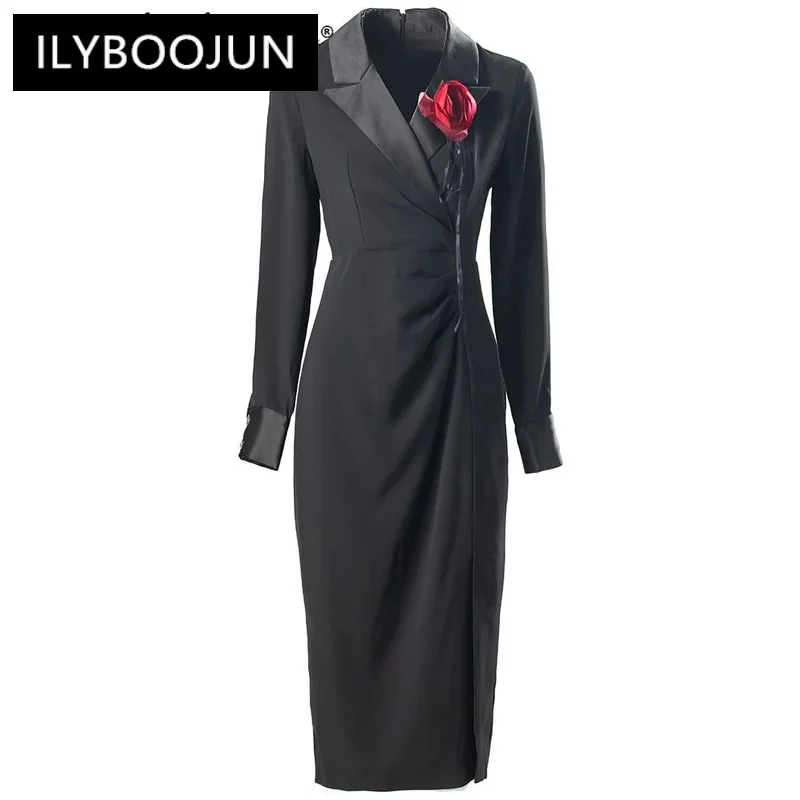 2024 Luxury Brand High Quality Autumn Pencil Dress Women's Appliques Turn-down Collar Long Sleeve Black Elegant Party Dresses
2024 Luxury Brand High Quality Autumn Pencil Dress Women's Appliques Turn-down Collar Long Sleeve Black Elegant Party Dresses