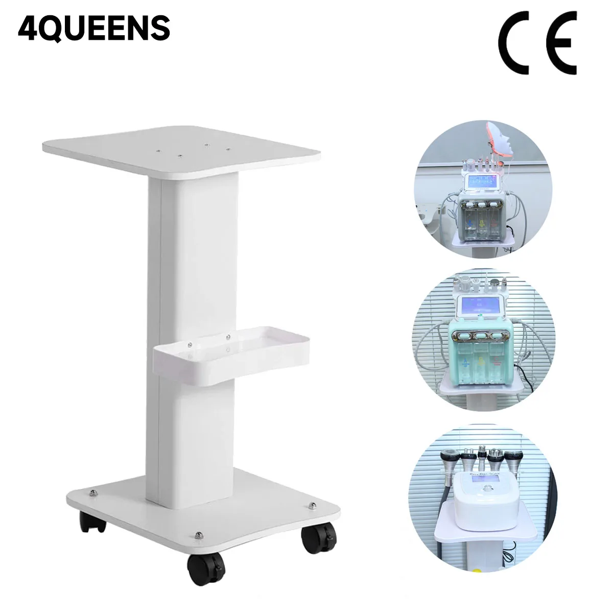 4QUEENS Trolley Cart Aluminum Rolling Beauty Equipment Cart White Desktop Rolling Trolley Cart Small with Storage
4QUEENS Trolley Cart Aluminum Rolling Beauty Equipment Cart White Desktop Rolling Trolley Cart Small with Storage