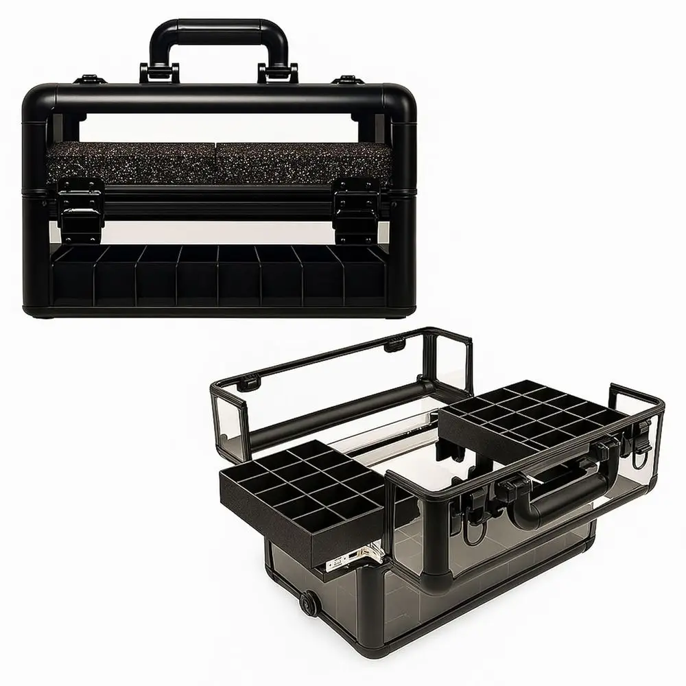 Органайзер для профессиональных косметических и маникюрных принадлежностей – Прозрачный акриловый кейс, вмещает 94 флакона, выдвижные лотки, запирающиеся защелки – Портативный, размер S
Органайзер для профессиональных косметических и маникюрных принадлежностей – Прозрачный акриловый кейс, вмещает 94 флакона, выдвижные лотки, запирающиеся защелки – Портативный, размер S