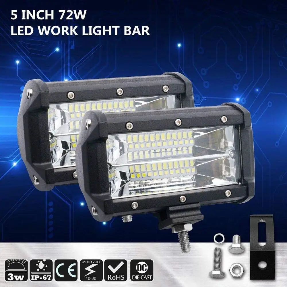 12V/24V 72W Spot 5 Inch 4WD LED Work Light Bar DRL Daytime Running Lights for SUVs, UTVs, ATVs, Trucks, Boats
12V/24V 72W Spot 5 Inch 4WD LED Work Light Bar DRL Daytime Running Lights for SUVs, UTVs, ATVs, Trucks, Boats