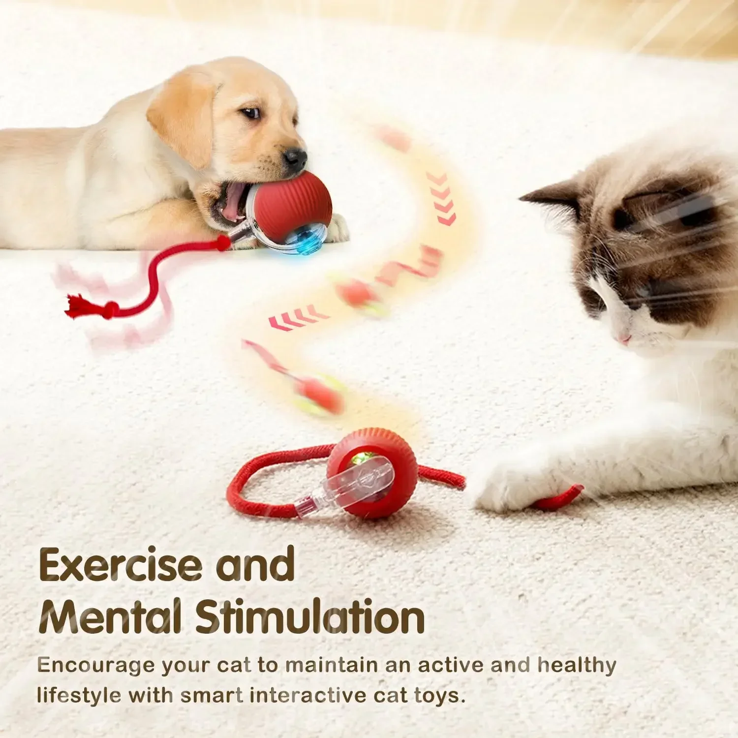 Cat Interactive Ball Toy, Automatic Rolling Ball with Tail, Rechargeable Smart Pet Interactive Toy, Intelligent Mouse for Cat
Cat Interactive Ball Toy, Automatic Rolling Ball with Tail, Rechargeable Smart Pet Interactive Toy, Intelligent Mouse for Cat