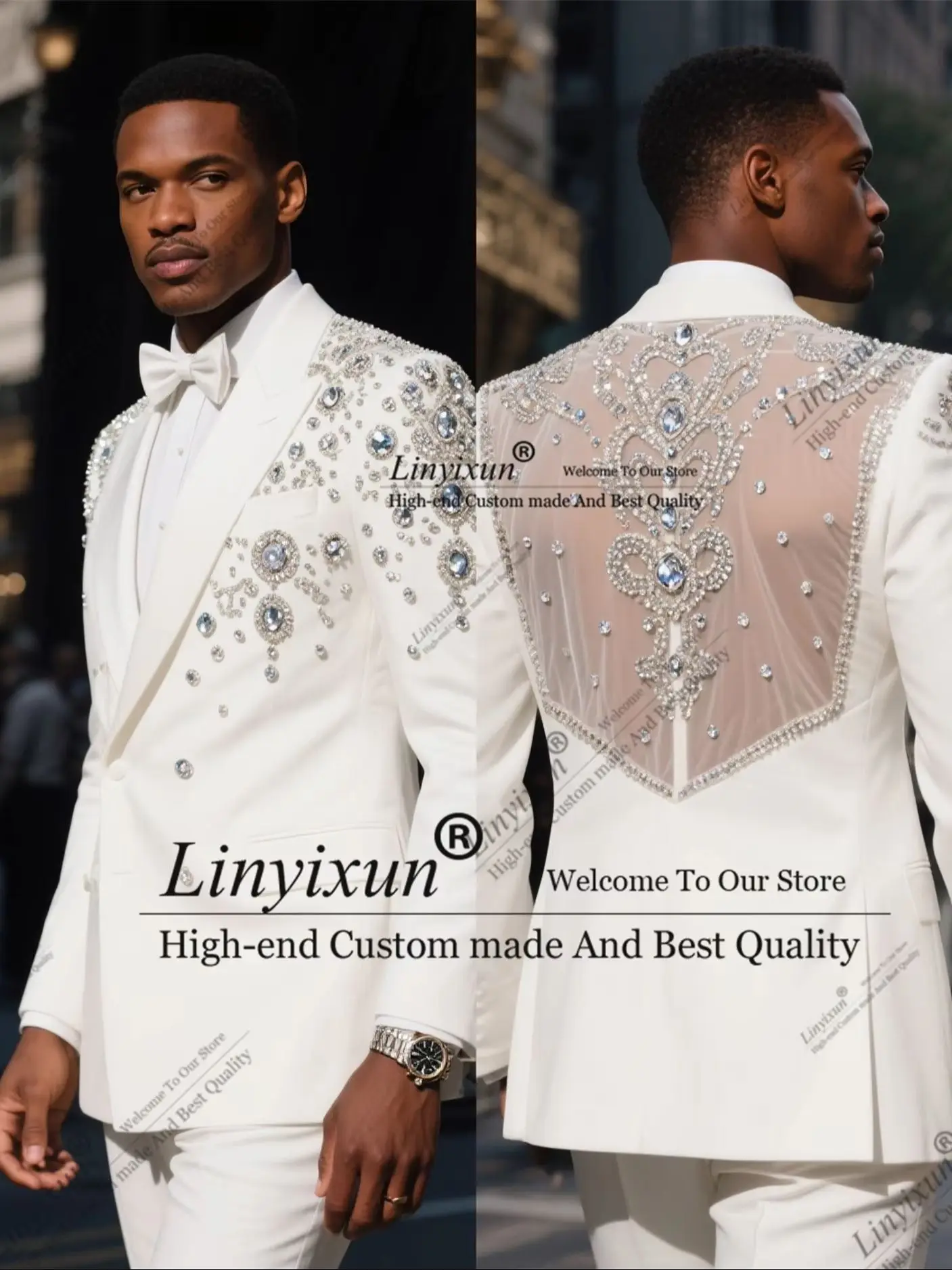 High-end Design Diamond Ornament Lapel Men Suit Customized Slim Wedding Tuxedos 2 Pieces Sets Groom Male Blazers Ropa hombre
High-end Design Diamond Ornament Lapel Men Suit Customized Slim Wedding Tuxedos 2 Pieces Sets Groom Male Blazers Ropa hombre