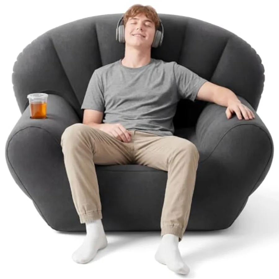 Inflatable Couch for Living Room, Learning, Camping Flocked Surface, Dark Gray, Portable Folding Air Sofa with Enhanced Comfort
Inflatable Couch for Living Room, Learning, Camping Flocked Surface, Dark Gray, Portable Folding Air Sofa with Enhanced Comfort