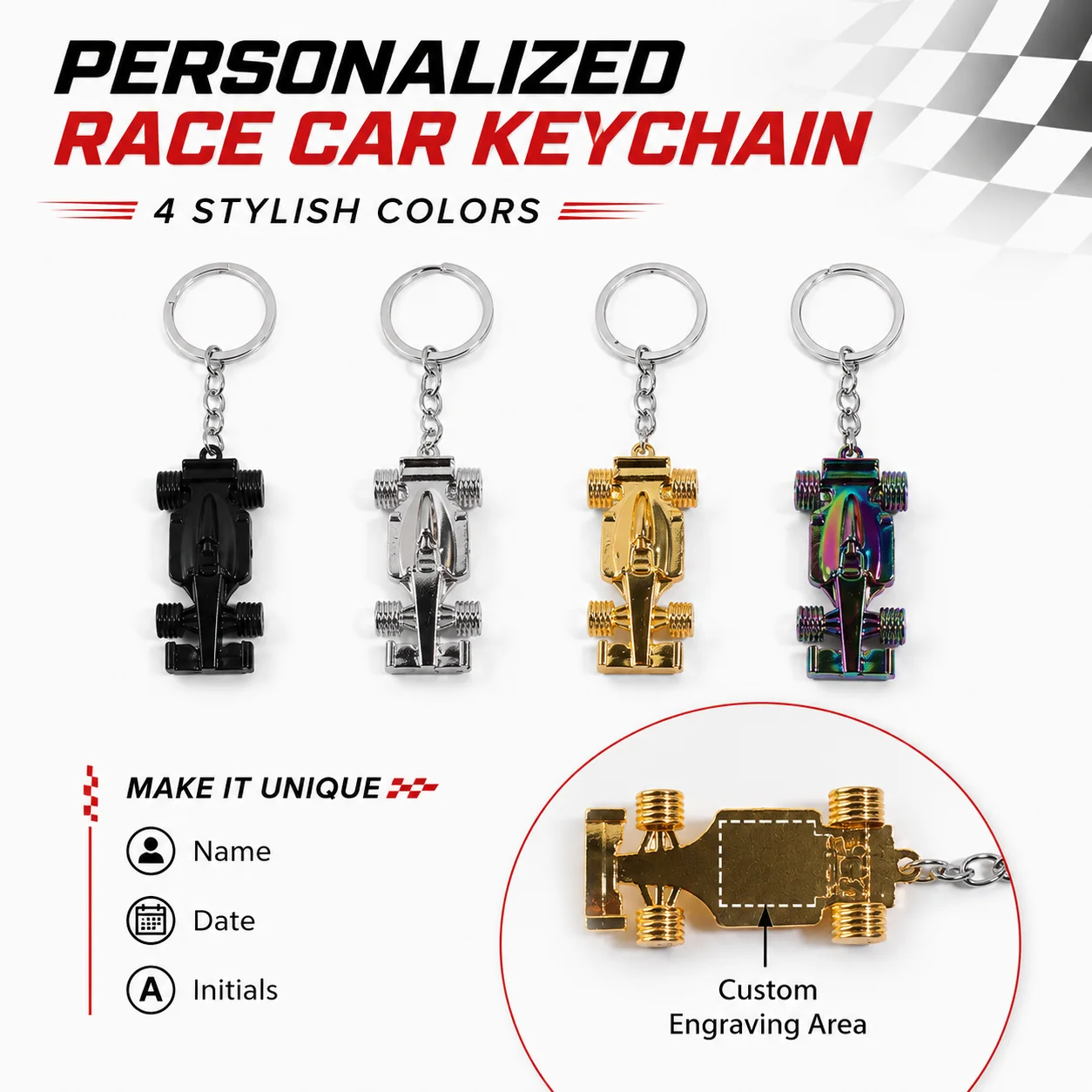 Custom Keychain Race Car shape Design, Personalized metal Race Car Keychain DIY Gift for Men and Car Lovers, Fashion pendant
Custom Keychain Race Car shape Design, Personalized metal Race Car Keychain DIY Gift for Men and Car Lovers, Fashion pendant