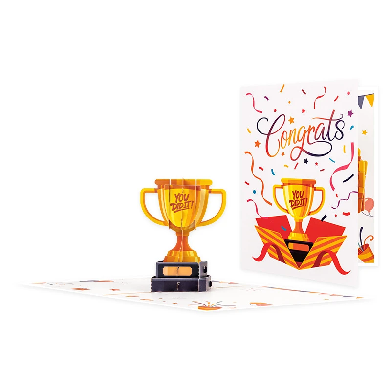 2Pcs Creative 3D Pop-Up Greeting Card: “You Did It” Trophy Congratulatory Gift Card, Handmade Paper Cutout Greeting Card
2Pcs Creative 3D Pop-Up Greeting Card: “You Did It” Trophy Congratulatory Gift Card, Handmade Paper Cutout Greeting Card