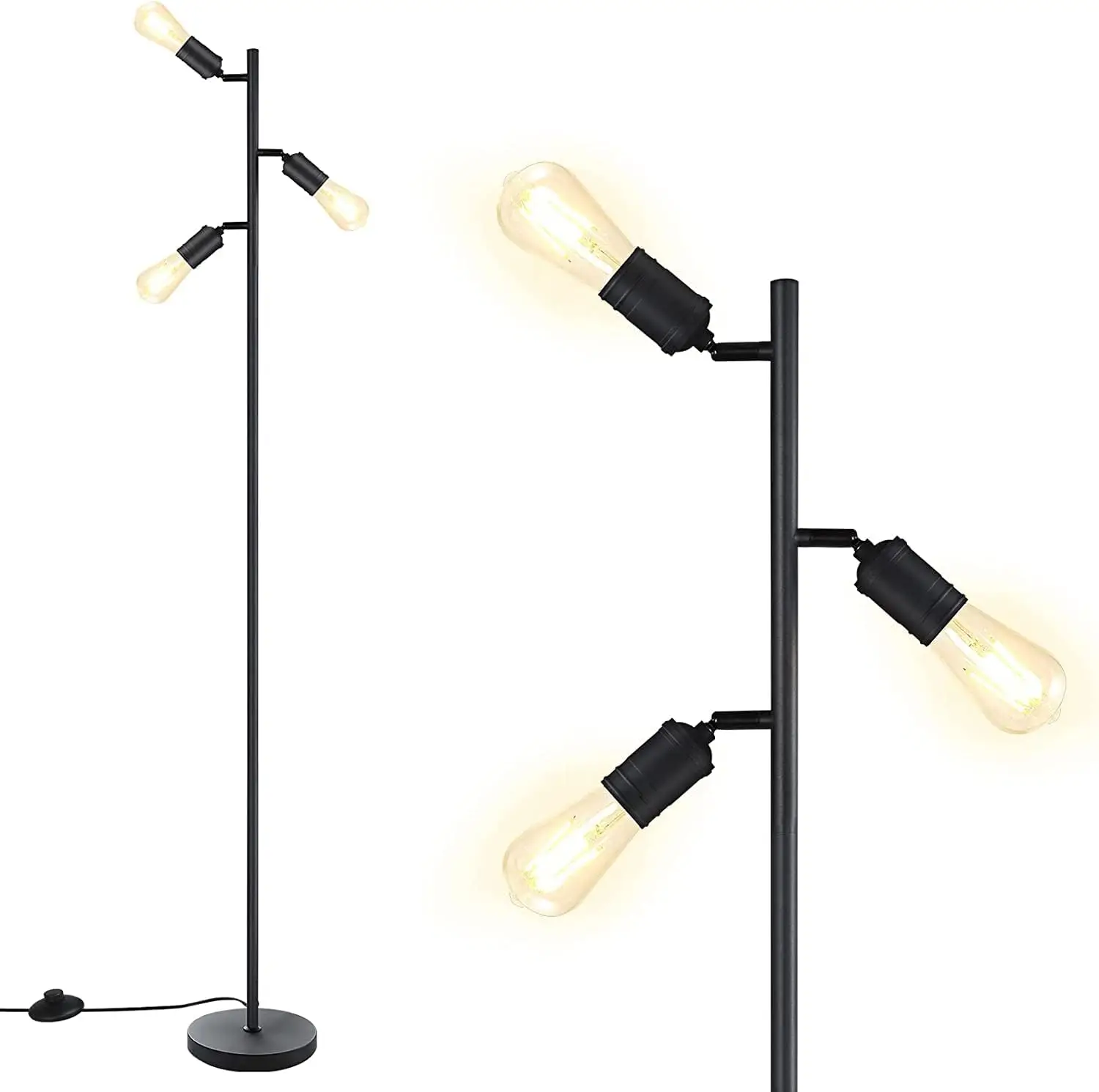 Industrial Standing Lamp with 3 Adjustable Rotating Lights - Tree Floor Lamp for Living Room, Bedroom, Office (E26 Bulb, Black)
Industrial Standing Lamp with 3 Adjustable Rotating Lights - Tree Floor Lamp for Living Room, Bedroom, Office (E26 Bulb, Black)