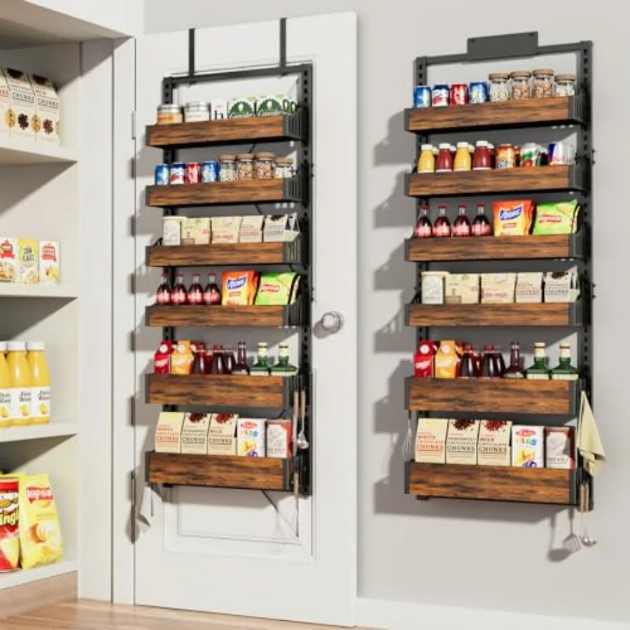 Over the Door Pantry Organizer: Metal 6-Tier Adjustable Shelves Hanging Basket for Kitchen, Laundry Room, Bedroom Bathroom Gray
Over the Door Pantry Organizer: Metal 6-Tier Adjustable Shelves Hanging Basket for Kitchen, Laundry Room, Bedroom Bathroom Gray