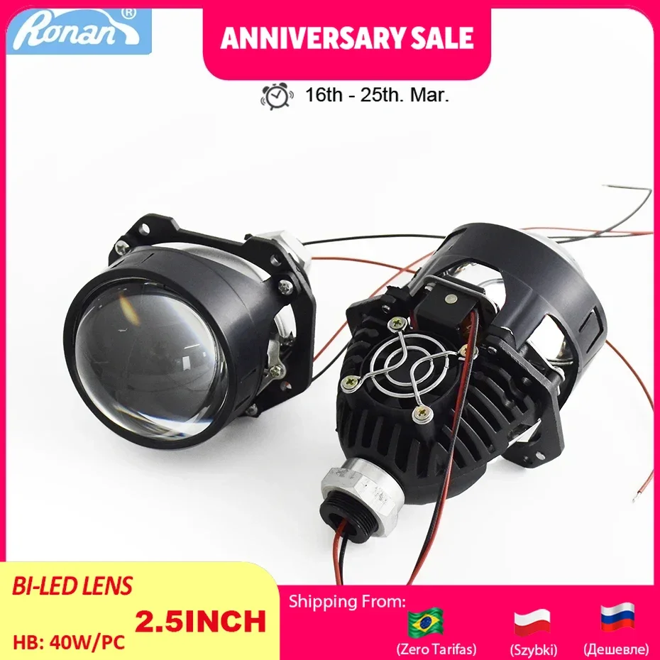 Ronan 40W 2.5'' Bi-Led Lens for H1 H4 H7 9005/9006 Socket Car Headlight Retrofit Upgrade Full Kit with LED Shrouds White Yellow
Ronan 40W 2.5'' Bi-Led Lens for H1 H4 H7 9005/9006 Socket Car Headlight Retrofit Upgrade Full Kit with LED Shrouds White Yellow