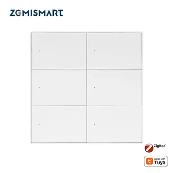 Zemismart Zigbee 장면 스위치, 투야 허브, 알렉사, 구글 홈 음성, 중립 작업 필요, 6 갱 인터럽터, 4 갱 스위치