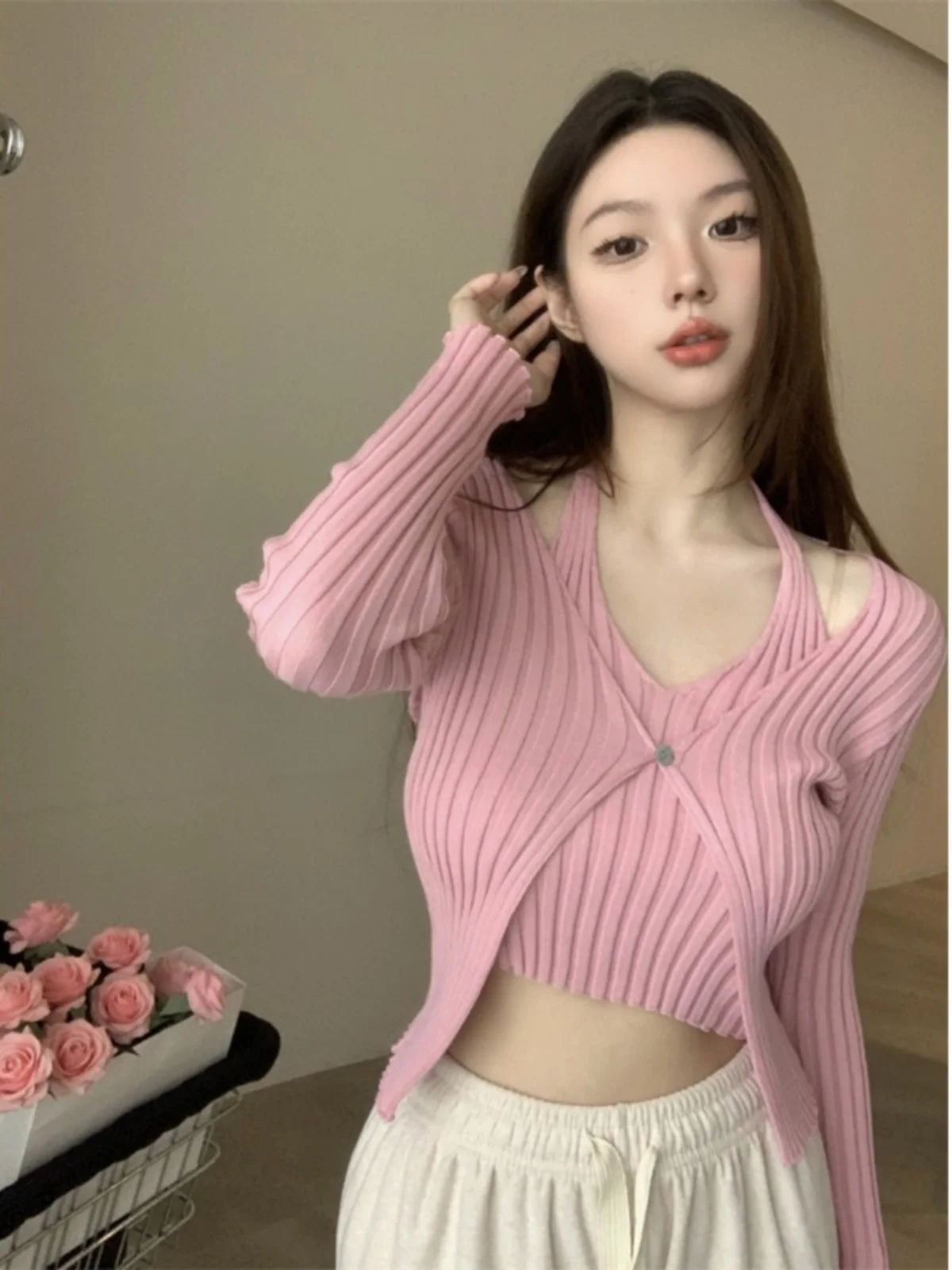 Sweet And Spicy Girl Розовый вязаный топ Long Sve Женский осенний базовый слой из двух частей ort Fit Inner irt V-Ne Полиэстер ...
Sweet And Spicy Girl Розовый вязаный топ Long Sve Женский осенний базовый слой из двух частей ort Fit Inner irt V-Ne Полиэстер ...