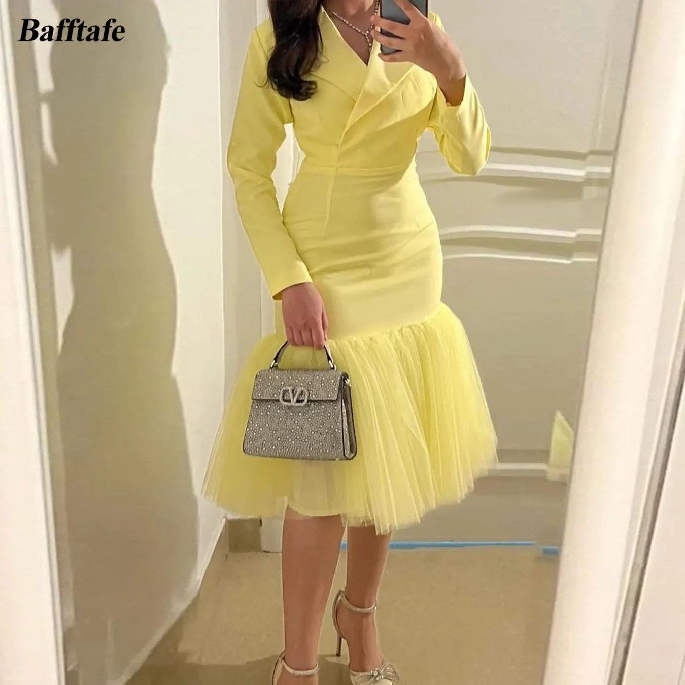 Bafftafe Yellow Saudi Arabic Short Prom Dresses Long Sleeve Sheath Formal Homecoming Dress Women Bridesmaid Wedding Party Gowns
Bafftafe Yellow Saudi Arabic Short Prom Dresses Long Sleeve Sheath Formal Homecoming Dress Women Bridesmaid Wedding Party Gowns