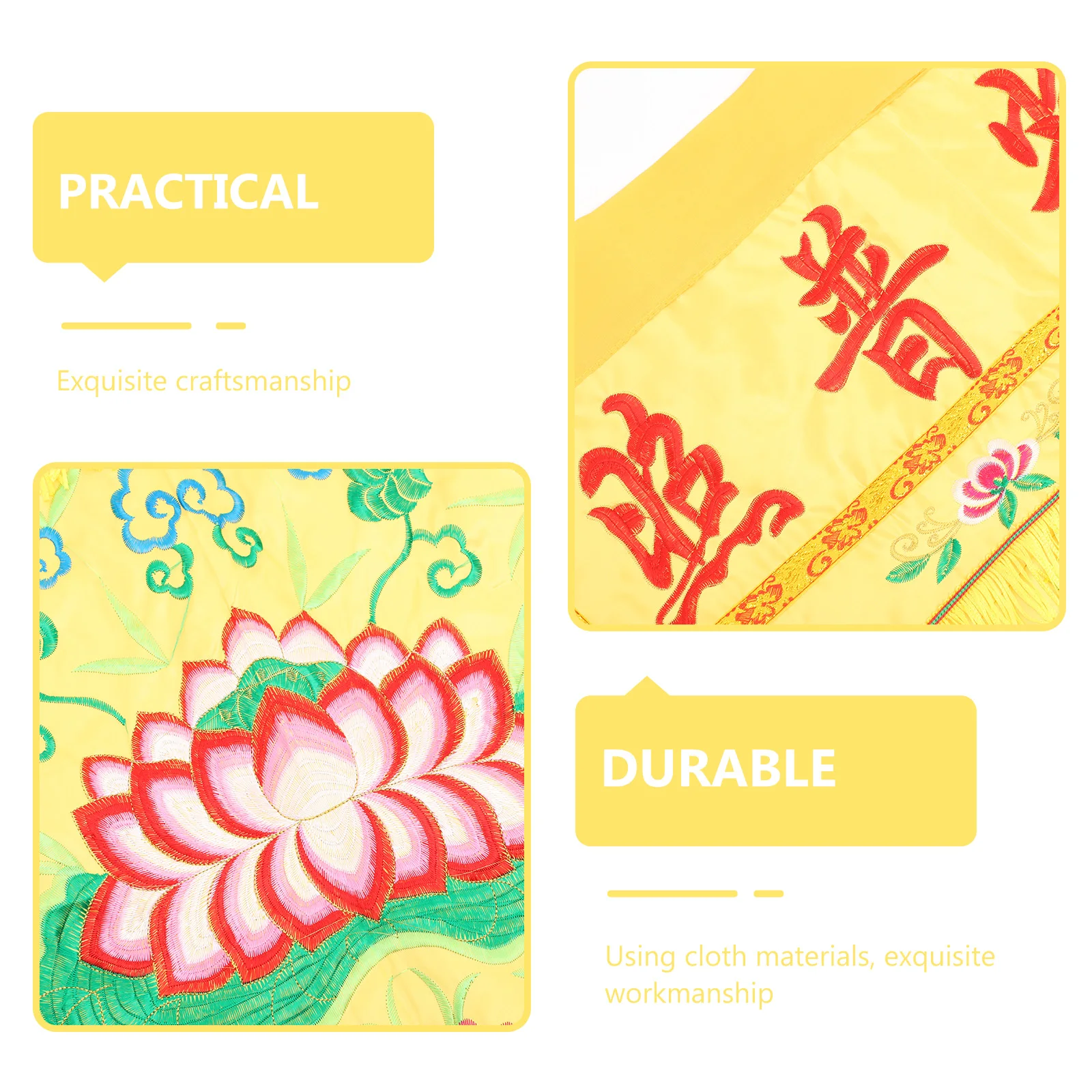 1pc Lotus Banner Tablecloth 1M Yellow Buddha Light Embroidered Cloth Temple Decor Table Cover
1pc Lotus Banner Tablecloth 1M Yellow Buddha Light Embroidered Cloth Temple Decor Table Cover