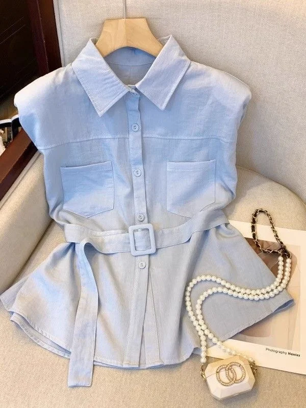 Ele Belted Svel irt Women's Faion Summer New Sle Simple Match All Slimming Small irt Commute Sle Loose Fit
Ele Belted Svel irt Women's Faion Summer New Sle Simple Match All Slimming Small irt Commute Sle Loose Fit