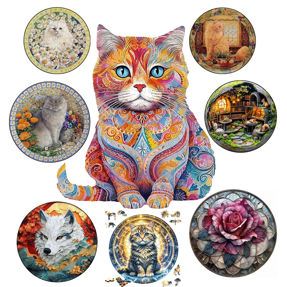 Lovely Cat Wooden Animal Jigsaw Fantasy Creatures for Decoration Unique Art Puzzles Unique Shape Intelligent DIY Wood Puzzles
Lovely Cat Wooden Animal Jigsaw Fantasy Creatures for Decoration Unique Art Puzzles Unique Shape Intelligent DIY Wood Puzzles