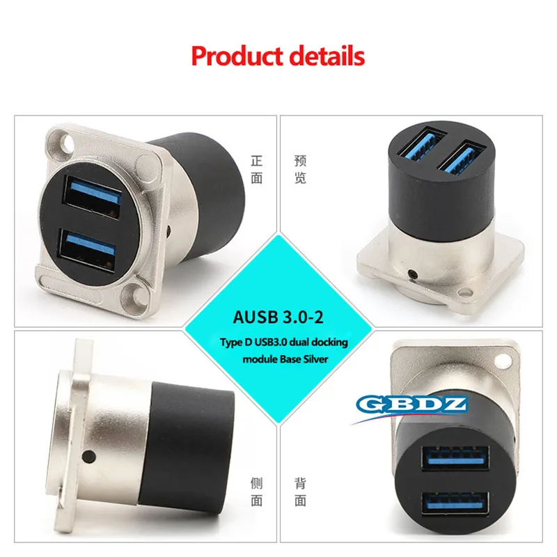 Metal Round D Type Module USB 2.0/3.0 Dual Pass Socket Through Network Panel Female to Female Mounting Connector
Metal Round D Type Module USB 2.0/3.0 Dual Pass Socket Through Network Panel Female to Female Mounting Connector