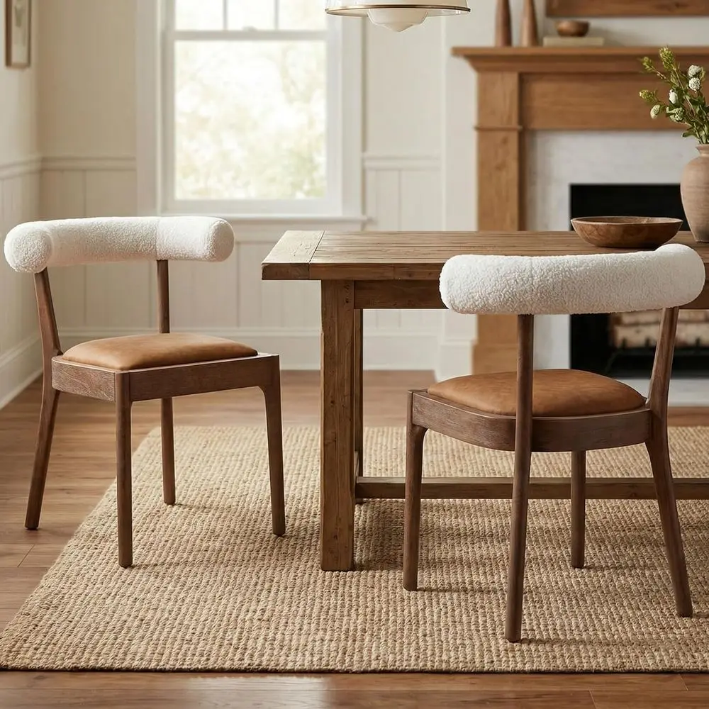 Комплект из 2 обеденных стульев, современные кухонные стулья с обивкой из искусственной кожи, для кухни, ресторана или отеля, натуральное ореховое дерево, изогнутая спинка
Комплект из 2 обеденных стульев, современные кухонные стулья с обивкой из искусственной кожи, для кухни, ресторана или отеля, натуральное ореховое дерево, изогнутая спинка