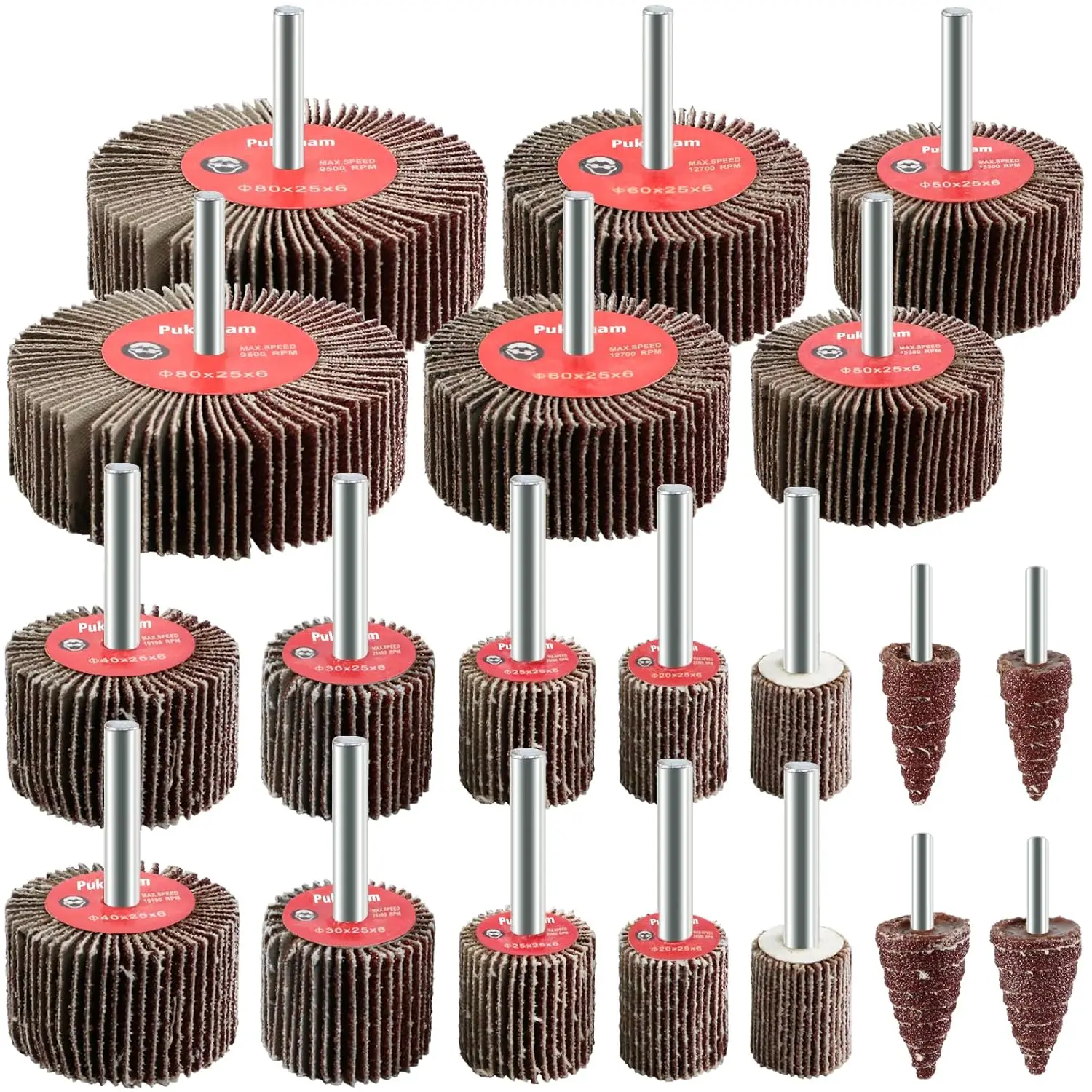 20 Pcs 80 Grit Flap Wheel Sander Set for Drill, 1/4" Shank, Metal & Wood
20 Pcs 80 Grit Flap Wheel Sander Set for Drill, 1/4" Shank, Metal & Wood