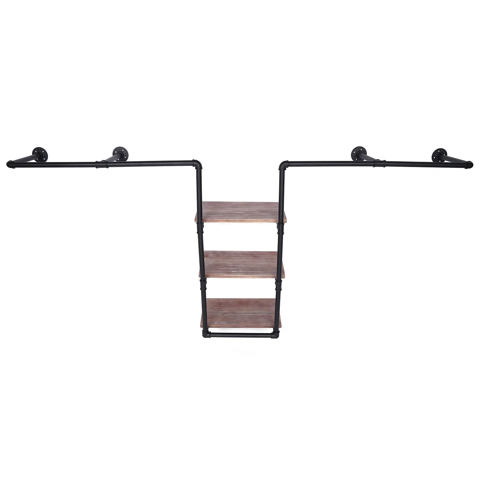 Wall Mounted Black Industrial Metal Pipe Clothing Garment Rack with 3 Tiers Wood
Wall Mounted Black Industrial Metal Pipe Clothing Garment Rack with 3 Tiers Wood