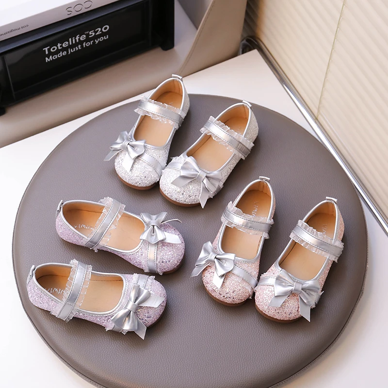 Spring Girl's Princess Shoes Sparkly Bow-adorned Kids Dress Shoe Pretty Party-perfect 23-34 Flexiable Sole Children Flats
Spring Girl's Princess Shoes Sparkly Bow-adorned Kids Dress Shoe Pretty Party-perfect 23-34 Flexiable Sole Children Flats