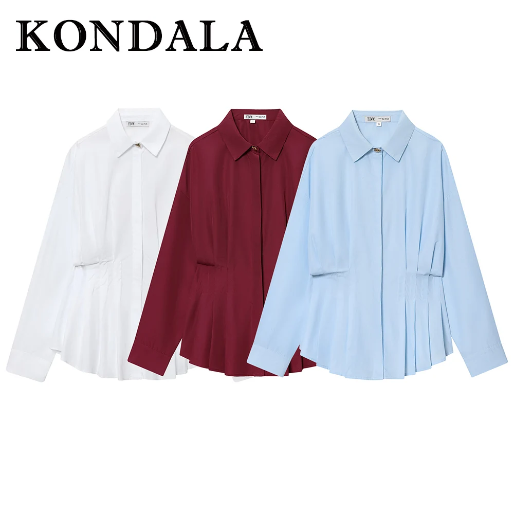 KONDALA Chic Streetwear Casual Office Lady Blouse Commute Blue Pleated Button Fitted Waist Fashion 2025 Vintage Women's Shirt
KONDALA Chic Streetwear Casual Office Lady Blouse Commute Blue Pleated Button Fitted Waist Fashion 2025 Vintage Women's Shirt