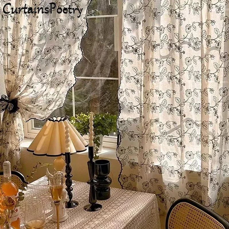 Cotton Blend Curtains Floral Embroidery Curtains for Living Room Black Printed Curtains Rod Pocket Farmhouse Decor Window Drapes
Cotton Blend Curtains Floral Embroidery Curtains for Living Room Black Printed Curtains Rod Pocket Farmhouse Decor Window Drapes