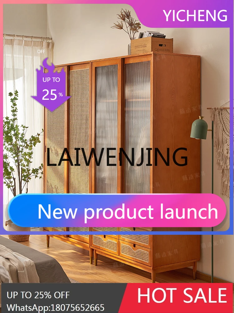 LYY Silent Wardrobe Bedroom and Household Vintage Rattan Japanese Style Solid Wood Glass Sliding Door
LYY Silent Wardrobe Bedroom and Household Vintage Rattan Japanese Style Solid Wood Glass Sliding Door