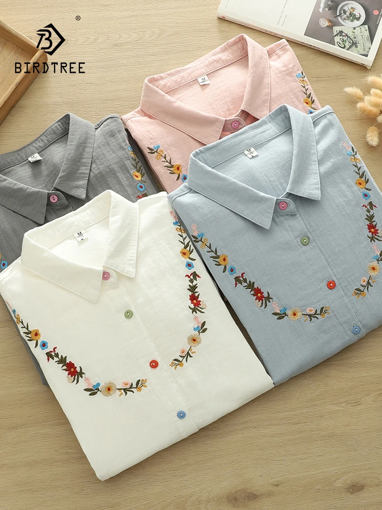 New 2025 Spring Cotton Yarn Long Sleeve Shirt, Women Turn-down Collar Embroidery, Girl Versatile Casual Loose Blouse T52307CC
New 2025 Spring Cotton Yarn Long Sleeve Shirt, Women Turn-down Collar Embroidery, Girl Versatile Casual Loose Blouse T52307CC