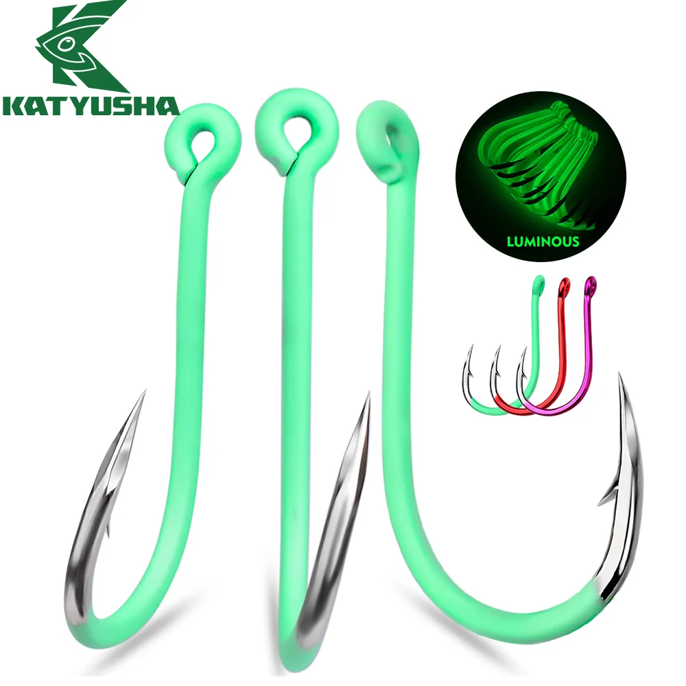 KATYUSHA 20pcs/bag High Carbon Steel Luminous Fishing Hooks Colorful Fluorescent Barbed Jig Hooks Freshwater Saltwater Bass Hook
KATYUSHA 20pcs/bag High Carbon Steel Luminous Fishing Hooks Colorful Fluorescent Barbed Jig Hooks Freshwater Saltwater Bass Hook