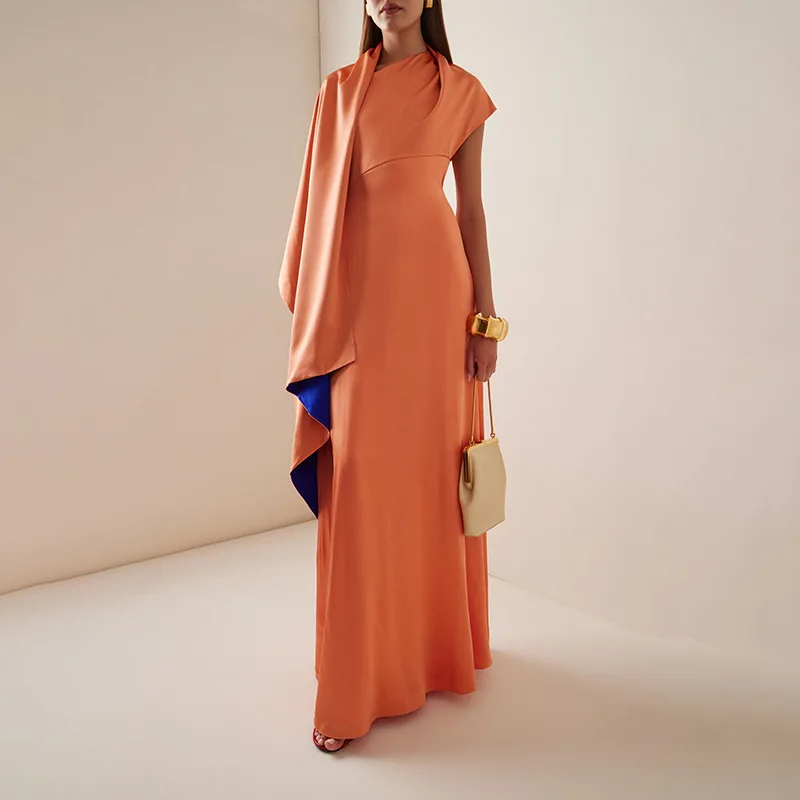Fashion Orange Ribbon Design Dresses Spring Women Sleeveless O-neck Long Dress Summer High Waist Solid Slim Ankle Length Dress
Fashion Orange Ribbon Design Dresses Spring Women Sleeveless O-neck Long Dress Summer High Waist Solid Slim Ankle Length Dress