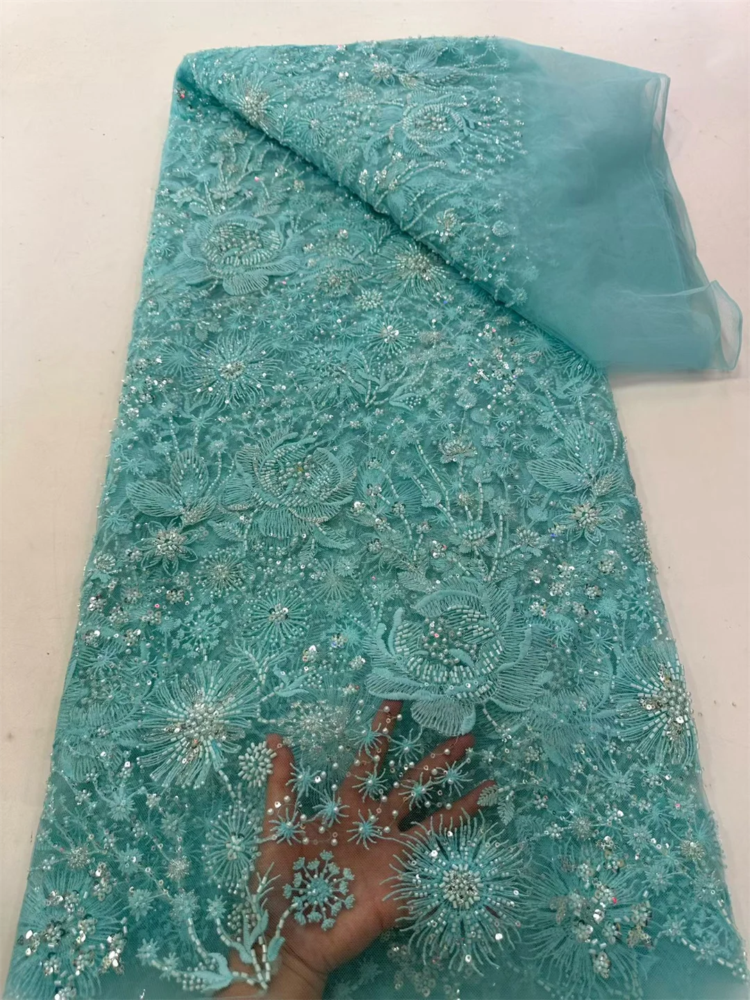 African Lace Fabric Sequins Beaded Embroidery Groom Nigerian Bridal High Quality French Tulle Lace Fabric For Wedding Party Sew
African Lace Fabric Sequins Beaded Embroidery Groom Nigerian Bridal High Quality French Tulle Lace Fabric For Wedding Party Sew