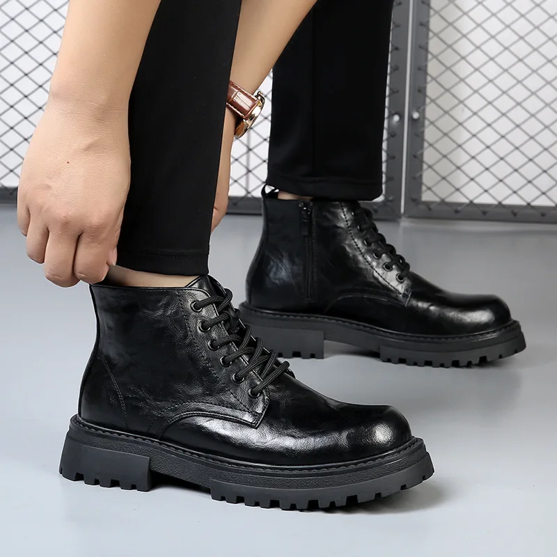 High Top Boots Men Leather Shoes British Style Platform Black Short Boots Warm Winter Ankle Boots Man Shoes Lace-Up Botas Hombre
High Top Boots Men Leather Shoes British Style Platform Black Short Boots Warm Winter Ankle Boots Man Shoes Lace-Up Botas Hombre
