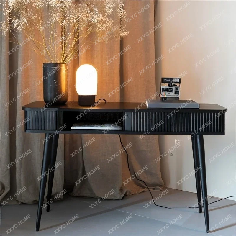 rural retro black solid wood desk simple entrance table solid wood desk
rural retro black solid wood desk simple entrance table solid wood desk