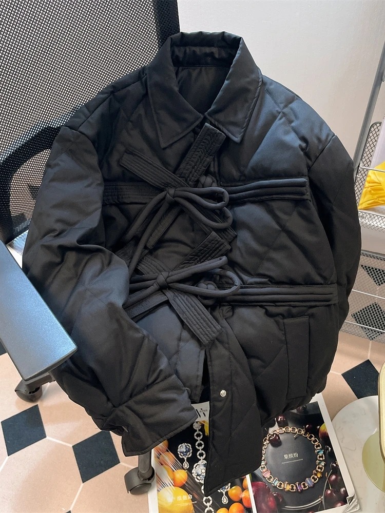 French Bow Lapel Women's Cotton Padded Jacket Loose Thick Winter Fashion Coats Simple All Match Casual Long Sleeved Top
French Bow Lapel Women's Cotton Padded Jacket Loose Thick Winter Fashion Coats Simple All Match Casual Long Sleeved Top