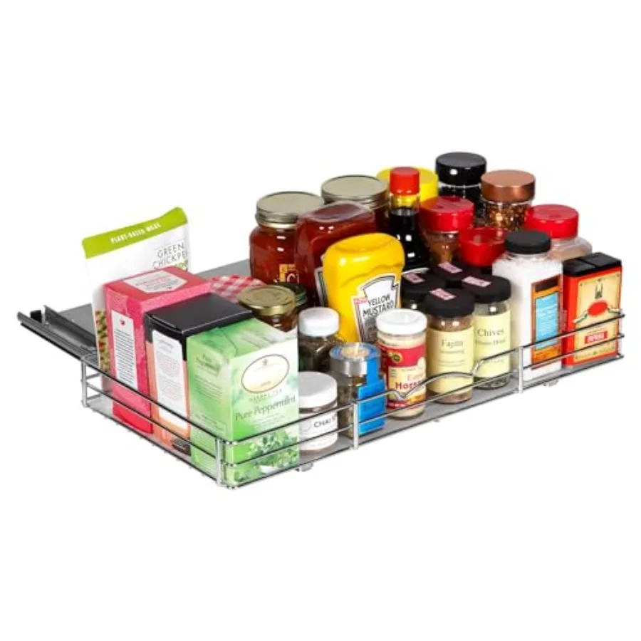 Pull-Out Cabinet Spice Rack Organizer for narrow kitchen cabinets, premium heavy-duty steel, chrome, slim slide-out storage for
Pull-Out Cabinet Spice Rack Organizer for narrow kitchen cabinets, premium heavy-duty steel, chrome, slim slide-out storage for