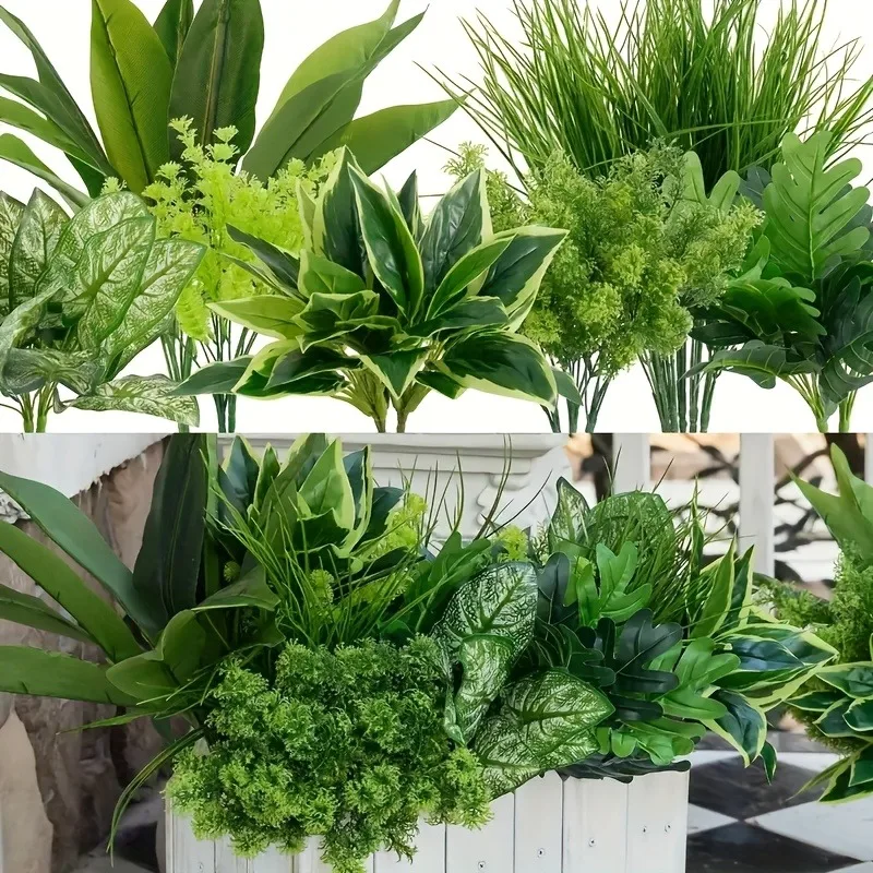 18pcs/24pcs Outdoor Artificial Plants Real Touch Fake Green Plant Stems Arrangement Plastic Shrubs for Indoor Outdoor Decoration
18pcs/24pcs Outdoor Artificial Plants Real Touch Fake Green Plant Stems Arrangement Plastic Shrubs for Indoor Outdoor Decoration