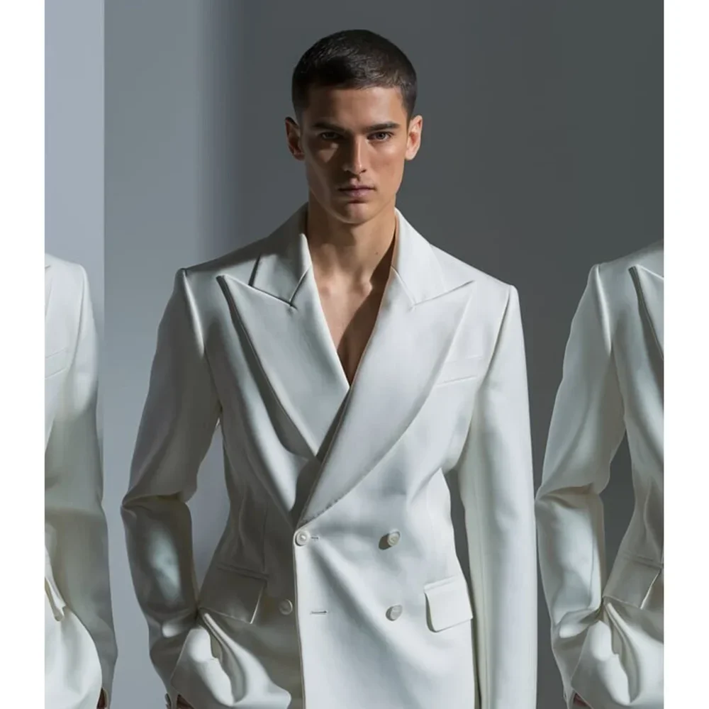 White Men's Suits 2 Piece Business Male Suit Boutique Solid Color Daily Casual Office Groom Wedding Dress Blazer with Trousers
White Men's Suits 2 Piece Business Male Suit Boutique Solid Color Daily Casual Office Groom Wedding Dress Blazer with Trousers