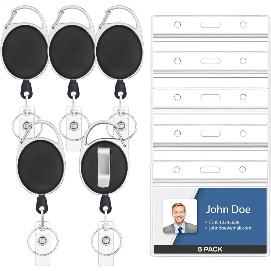 ID Badge Holders with Clip and Keyring Horizontal Clear Plastic 3.7 x 2.5 Sleeves Fit Up to 3 Cards EasyAcc Retractable 24 UHMW
ID Badge Holders with Clip and Keyring Horizontal Clear Plastic 3.7 x 2.5 Sleeves Fit Up to 3 Cards EasyAcc Retractable 24 UHMW