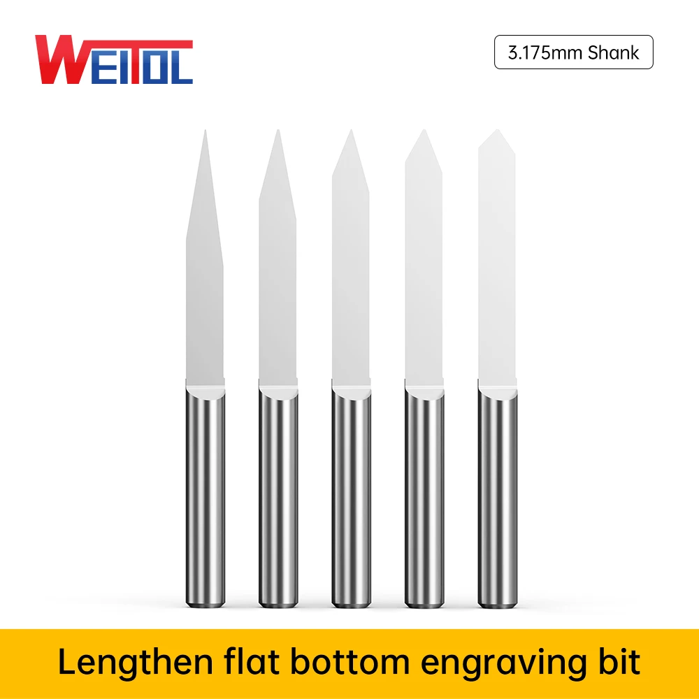 Weitol N series 10pcs/lot 4mm lengthen flat bottom engraving bits tungsten carbide carving tools wood PCB end mill
Weitol N series 10pcs/lot 4mm lengthen flat bottom engraving bits tungsten carbide carving tools wood PCB end mill