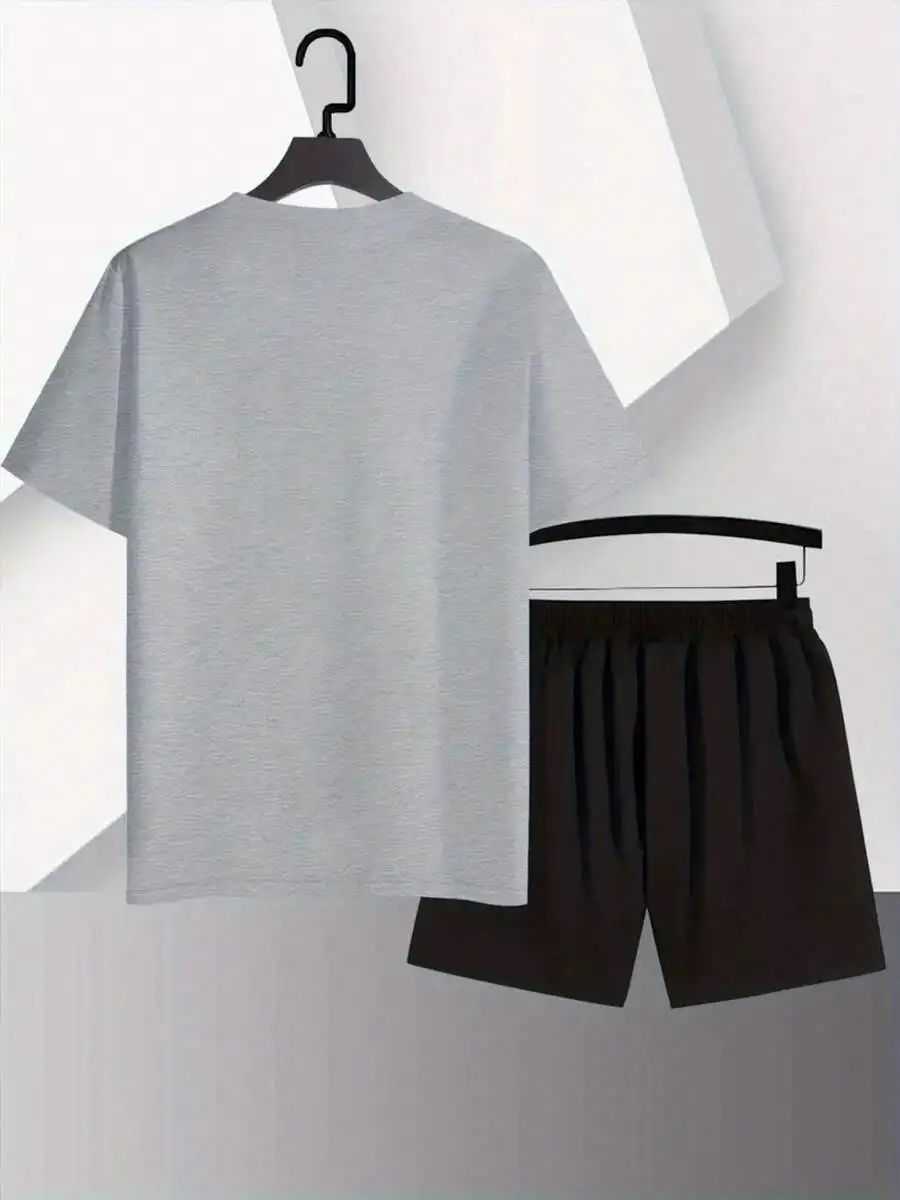 Mens Casual 2 Piece Set: Short Sleeve T-Shirt And Drawstring Shorts For Summer
Mens Casual 2 Piece Set: Short Sleeve T-Shirt And Drawstring Shorts For Summer