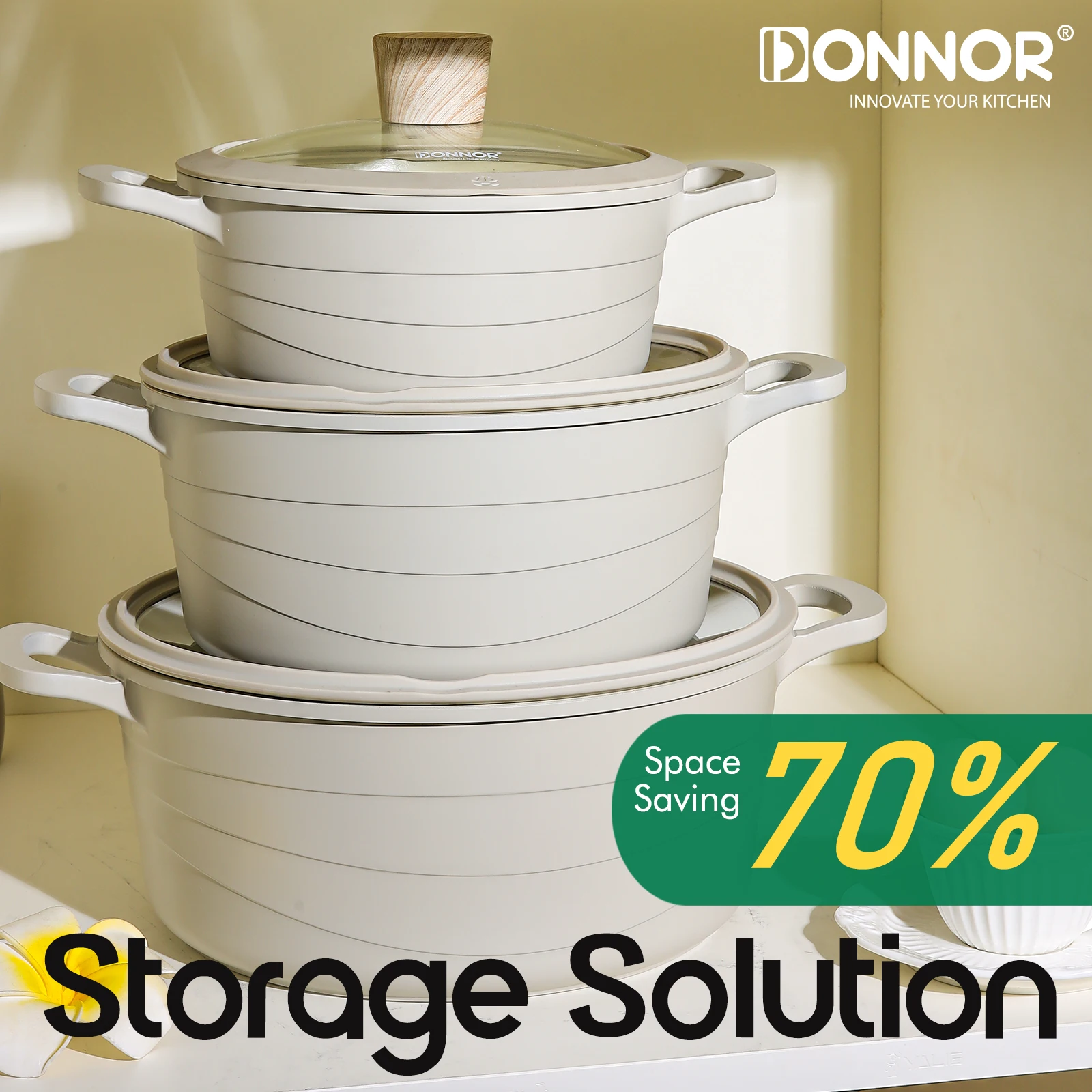 DONNOR 3 Piece Stock Pot with Lids Set, Nonstick Ceramic Coating Kitchen Cooking Casserole, Oven for Stovetops and Induction
DONNOR 3 Piece Stock Pot with Lids Set, Nonstick Ceramic Coating Kitchen Cooking Casserole, Oven for Stovetops and Induction