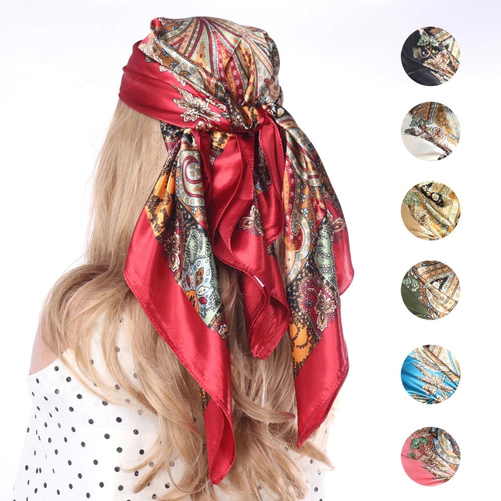 New 90*90cm Retro Brand Women Silk Scarf Bandanna Fashion Bohemian Pattern Square Hijab Lady Wrap Headband Foulard Muffler
New 90*90cm Retro Brand Women Silk Scarf Bandanna Fashion Bohemian Pattern Square Hijab Lady Wrap Headband Foulard Muffler