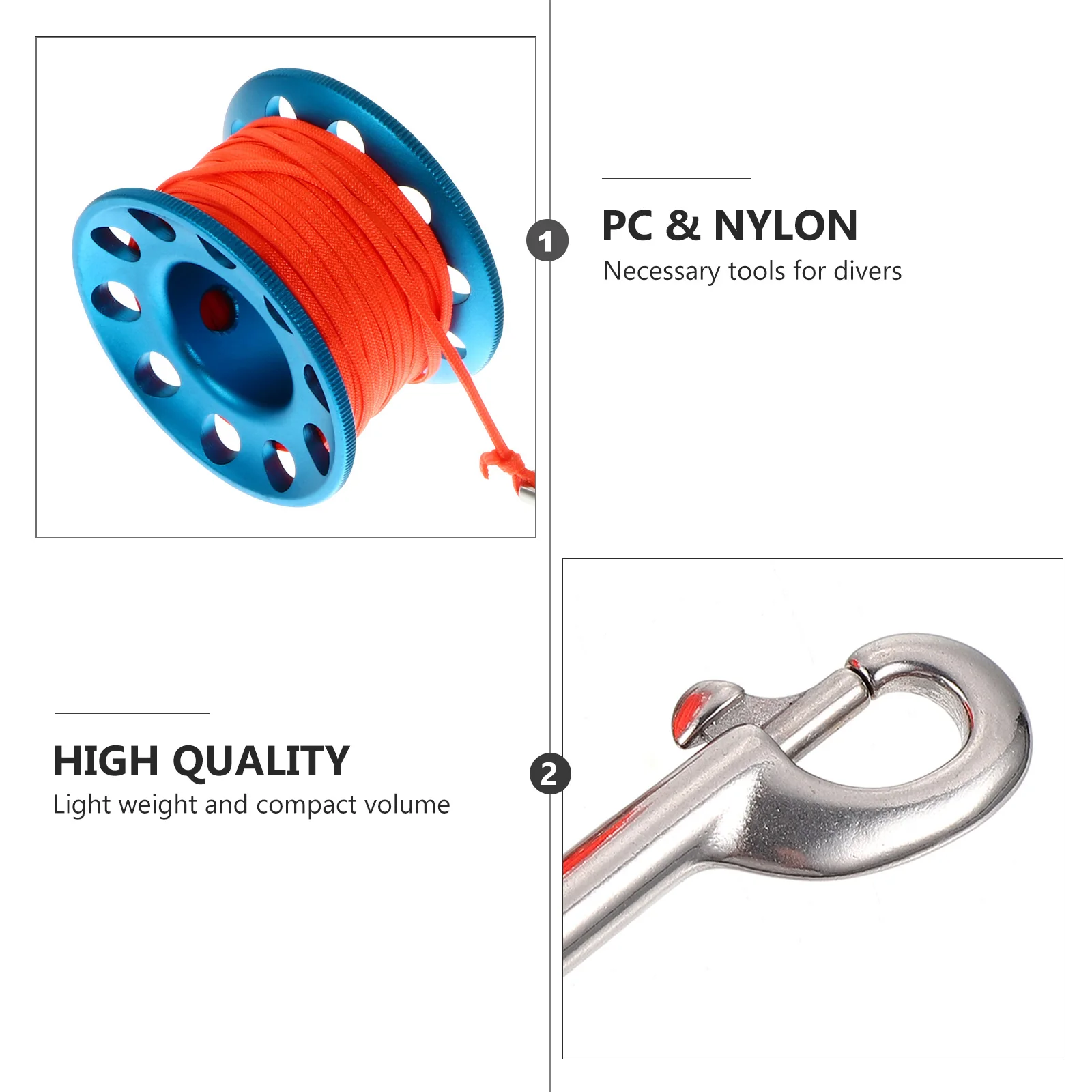 1 set Aluminum Alloy Scuba Spool Reel Lightweight Diving Finger Reel Snap Clip Cave Wreck Technical Diving Underwater Accessory
1 set Aluminum Alloy Scuba Spool Reel Lightweight Diving Finger Reel Snap Clip Cave Wreck Technical Diving Underwater Accessory