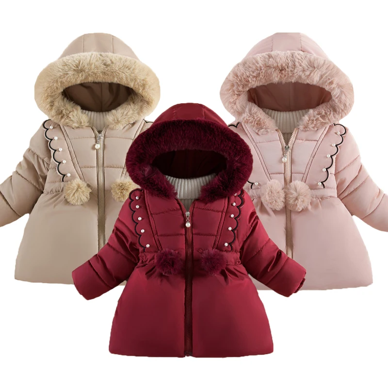 2024 Winter New Baby Girls Jacket Solid Color Pearl Decoration Lining PlushThick Warm Hooded Coat For 1-4 Years Kids Snowsuit
2024 Winter New Baby Girls Jacket Solid Color Pearl Decoration Lining PlushThick Warm Hooded Coat For 1-4 Years Kids Snowsuit