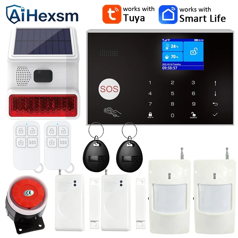 Tuya Smart App Home WIFI GSM Security Alarm Panel with Temperature Humidity Wireless Outdoor Solar Siren Fire Smoke Alarm System
Tuya Smart App Home WIFI GSM Security Alarm Panel with Temperature Humidity Wireless Outdoor Solar Siren Fire Smoke Alarm System