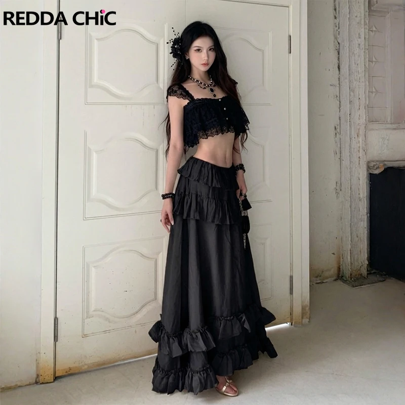 REDDACHiC Women Ruffled Top Skirt Matching Set Beach Romantic Swing Elastic Waist Maxi Skirt Fly Sleeve Crop Top Holiday Clothes
REDDACHiC Women Ruffled Top Skirt Matching Set Beach Romantic Swing Elastic Waist Maxi Skirt Fly Sleeve Crop Top Holiday Clothes