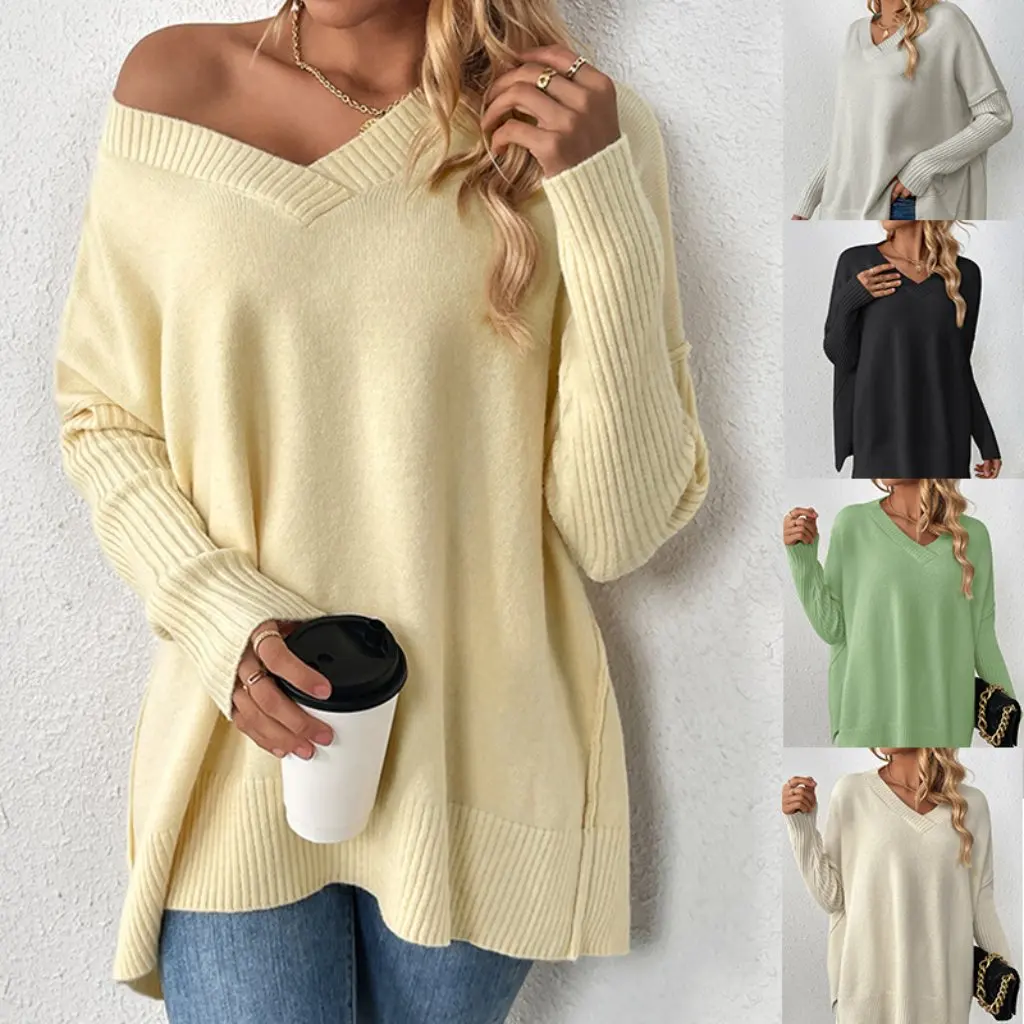 Women's Casual Long Sleeve Sweater V-Neck Stitching Pullover Autumn Winter Top by
Women's Casual Long Sleeve Sweater V-Neck Stitching Pullover Autumn Winter Top by