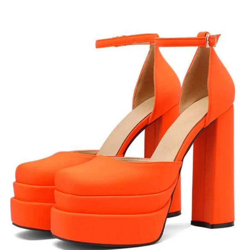 Fashionable women's high-heeled sandals Rose red (orange) satin sandals About 15cm heel height Coarse heeled sandalsSummer shoes
Fashionable women's high-heeled sandals Rose red (orange) satin sandals About 15cm heel height Coarse heeled sandalsSummer shoes