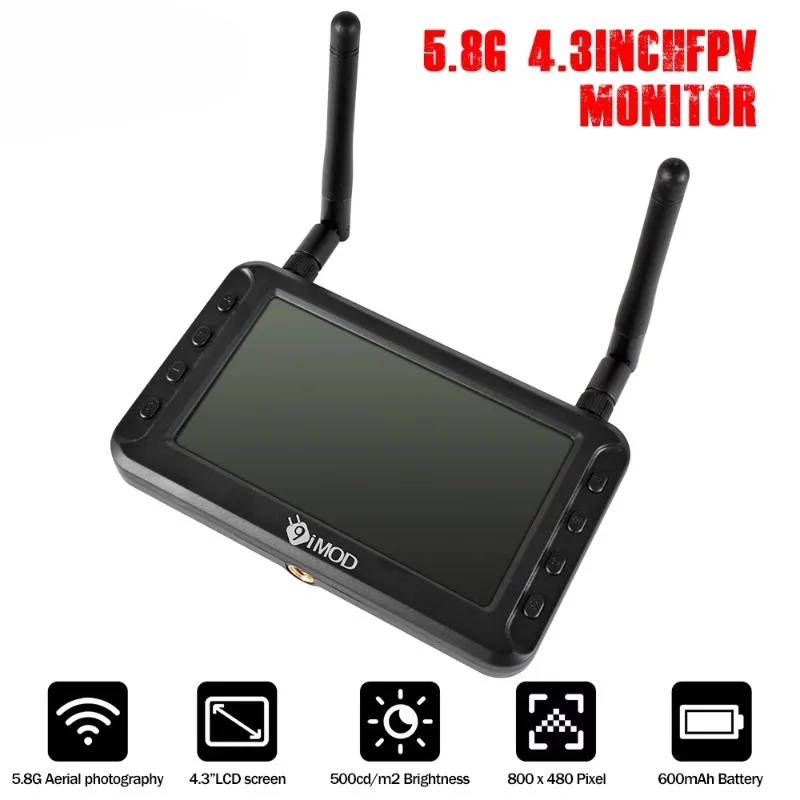 4.3-inch 5.8G image transmission display screen for drone aerial photography monitor receiving screen for FPV Racing Drones
4.3-inch 5.8G image transmission display screen for drone aerial photography monitor receiving screen for FPV Racing Drones