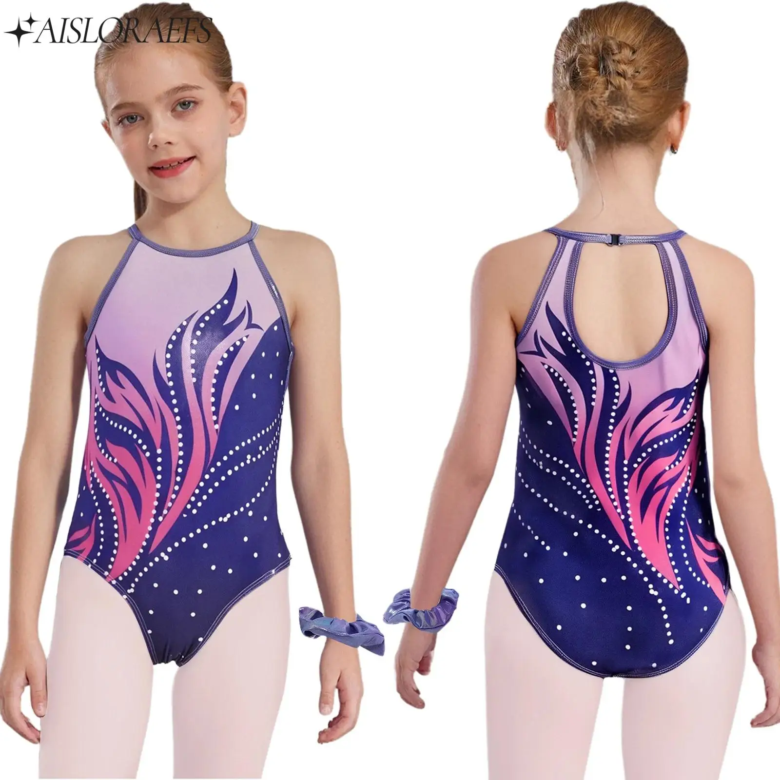 Girl Ballet Leotard Unitard Figure Ice Skating Gymnastics Metallic Leotard Sleeveless Keyhole Back Bodysuit+Hairband 2-piece Set
Girl Ballet Leotard Unitard Figure Ice Skating Gymnastics Metallic Leotard Sleeveless Keyhole Back Bodysuit+Hairband 2-piece Set